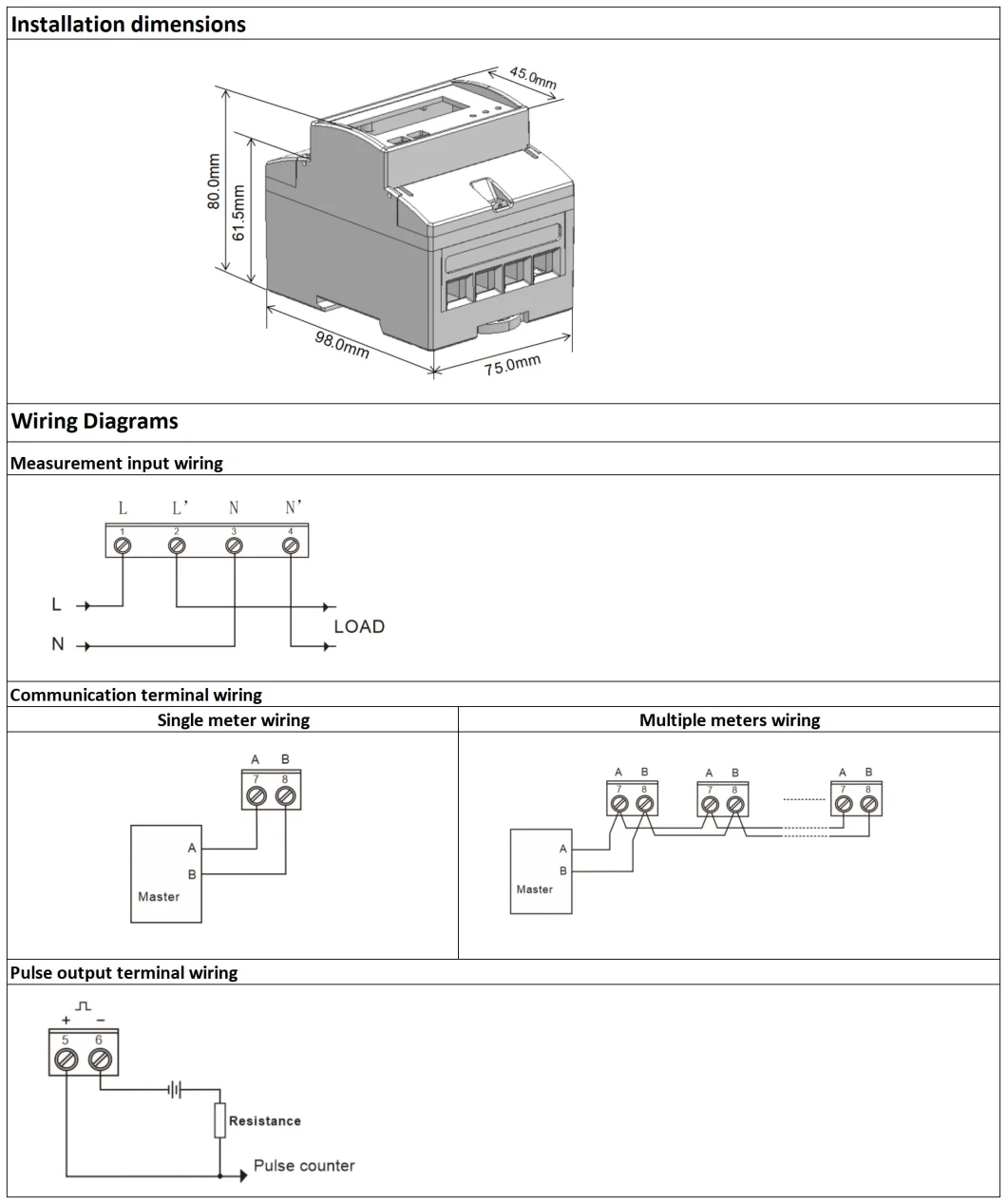 Dac4100c Single Phase DIN Rail Modbus Smart Remote Control Energy Meter