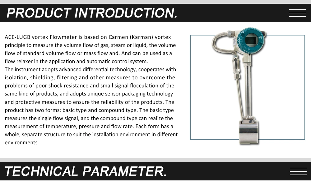 ANSI Flange Connect Vortex Flowmeter Gas Vortex Flow Meter for Saturate Steam