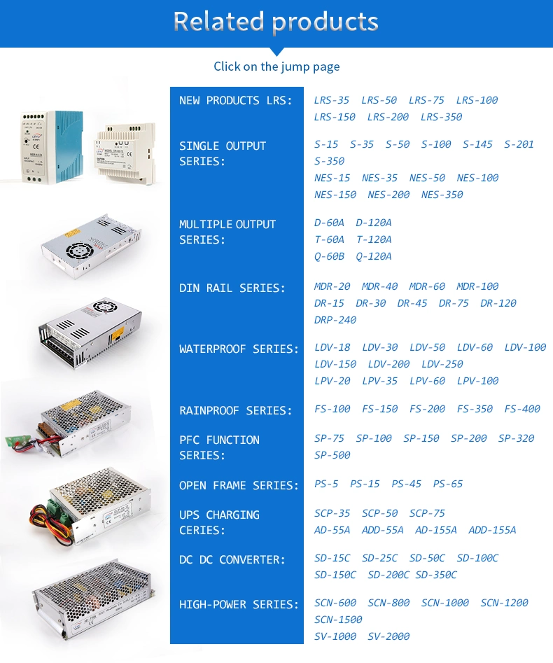 Lrs-200-24 200W 24VDC Regular Industrial Switch Mode Power Supply