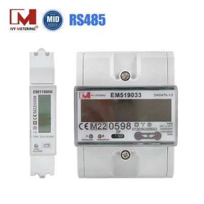 Medidor inteligente bidireccional de energía solar de fase Modbus RS485 1/3 para pila de carga EV