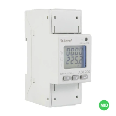 Medidor de potencia monofásico de riel DIN Pantalla digital Medidor de energía de bajo voltaje Acrel Adl200 RS485 Modbus-RTU Medidor de electricidad